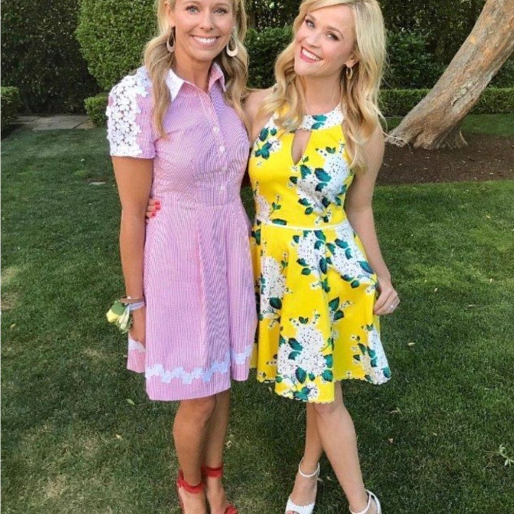 Draper James Lemon‎ Yellow Hydrangea Row Payton Cotton Sun Dress Size 10 - Picture 2 of 16